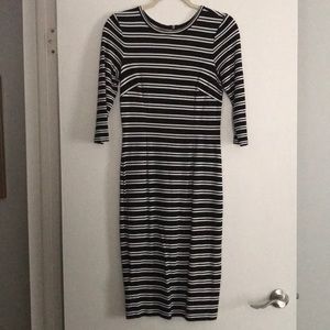 Black and White Striped Work Dress